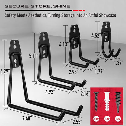 Garage Tool Storage Wall Hook Assortment Set: 15PCS Heavy Duty Large Hanger - Image 7