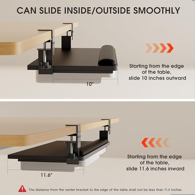 Keyboard Tray Under Desk with a Soft Wrist Rest，Under Desk Keyboard Tray Slide - Image 3