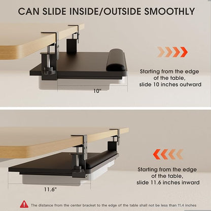 Keyboard Tray Under Desk with a Soft Wrist Rest，Under Desk Keyboard Tray Slide - Image 3