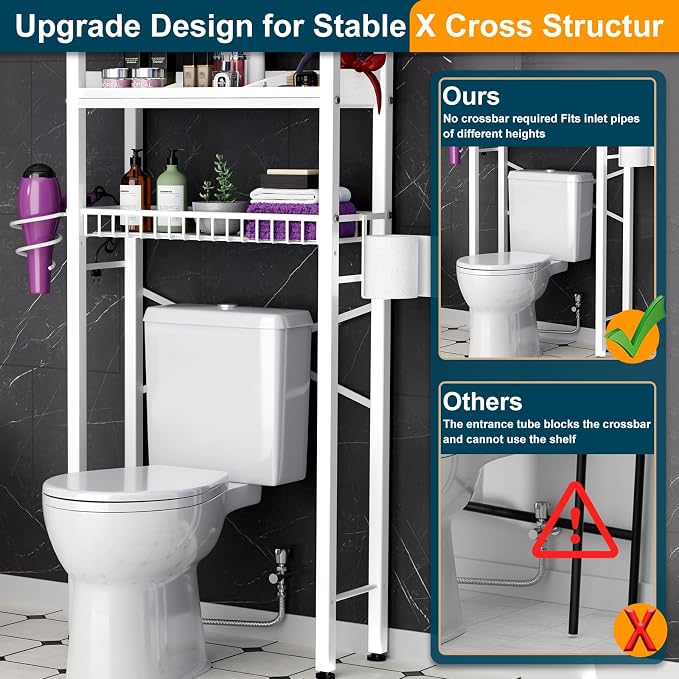 Over The Toilet Storage Cabinet, 4 Tier Bathroom Organizer and Storage - Image 5