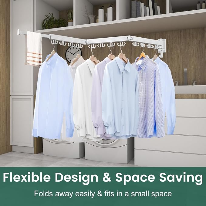 Wall Mounted Clothes Drying Rack, Laundry Drying Rack Wall Mount, 3-Fold Drying - Image 6