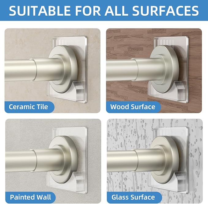 CorkLatta Nickel Adjustable Shower Curtain Rod 32 to 80 inch - Image 6