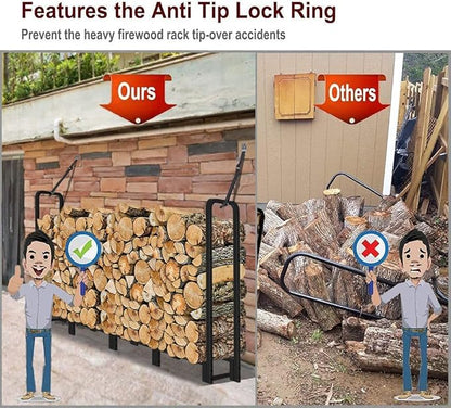 Firewood Rack Outdoor 8ft Heavy Duty Logs Holder - Image 4