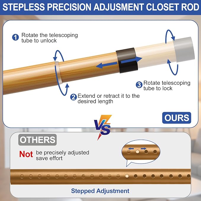 17 to 84 Inch Closet Rods for Hanging Clothes - Image 3