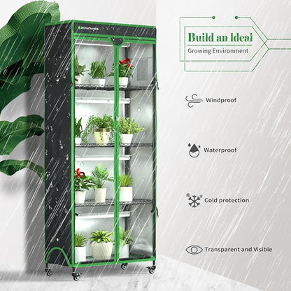 Indoor Greenhouse with Grow Light, Mini Greenhouse with Cover | 5-Tier Plant - Image 2