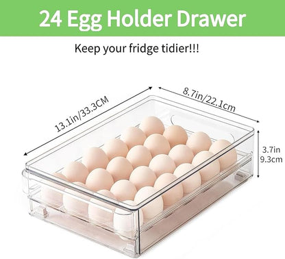 vacane 24 Capacity Egg Holder for Refrigerator Organizer Bins, Bpa Free Egg - Image 3