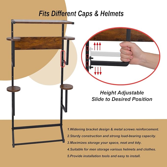 Motorcycle Helmet Holder Wall-Mounted Helmet Rack - Image 3