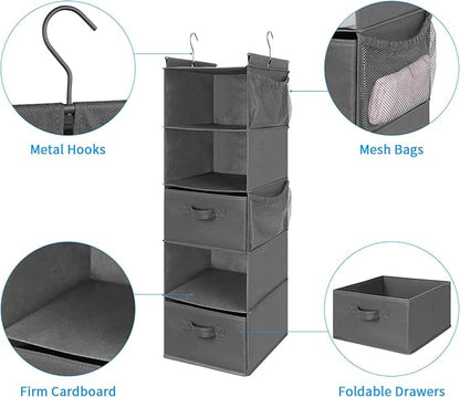 MAX Houser 5 Tier Shelf Hanging Closet Organizer, Cloth Hanging Shelf - Image 5
