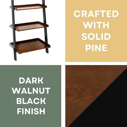 Convenience Concepts French Country Bookshelf Ladder, Dark Walnut / Black - Image 6