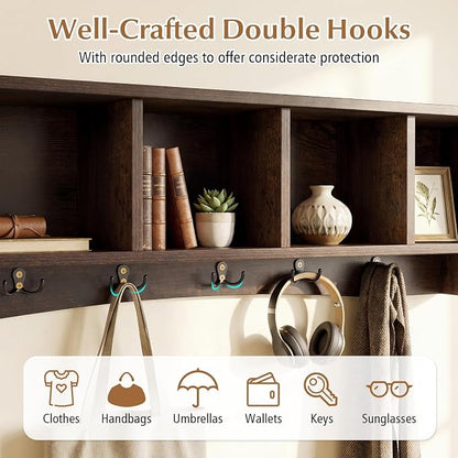 Giantex Wall Mounted Coat Rack, 28.5'' Wooden Floating Shelf - Image 3