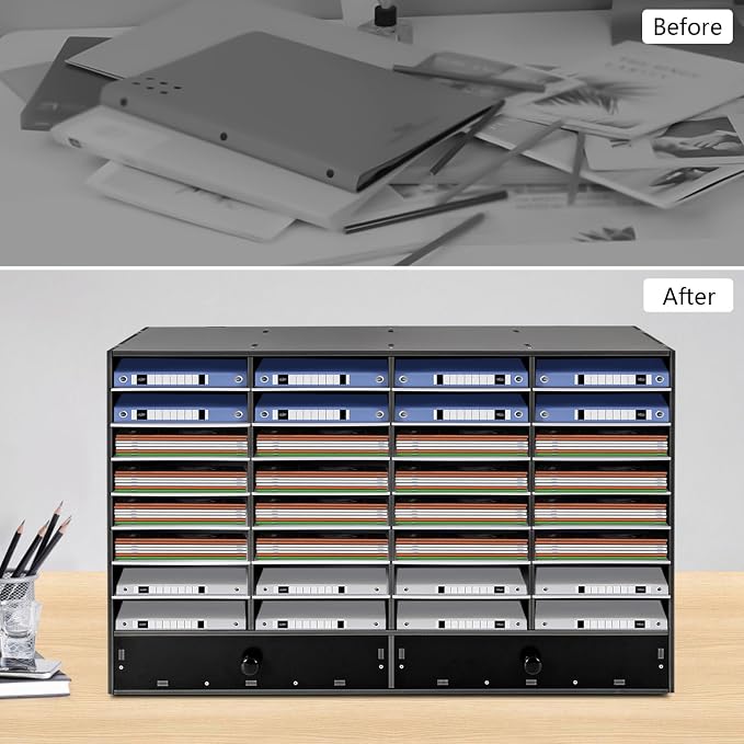 Literature Organizer 32 Slots Office Mailbox Cubbies PVC Desk Mail Sorter - Image 2