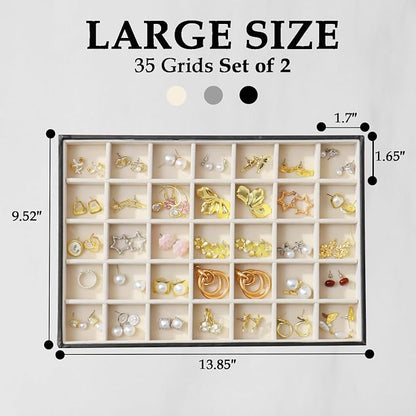 Large Jewelry Organizer Tray 2 Pack, Stackable Jewelry Storage Holder - Image 4
