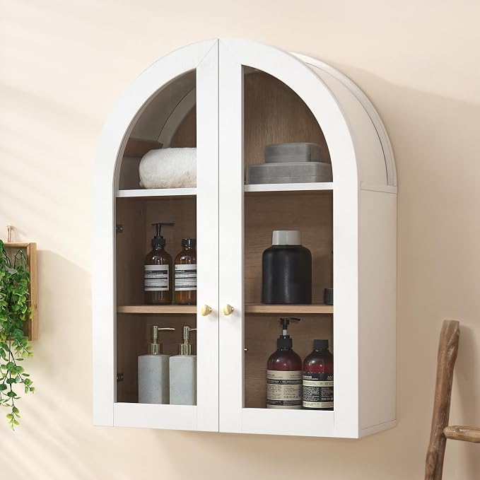 Bathroom Arched Wall Cabinet Over The Toilet Storage Cabinet, 23.6×31.4 Inch by NOWABAY