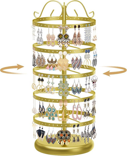 MODOWEY Rotating Earring Holder Organizer Display, 5 Tiers Metal Tree, by MODOWEY