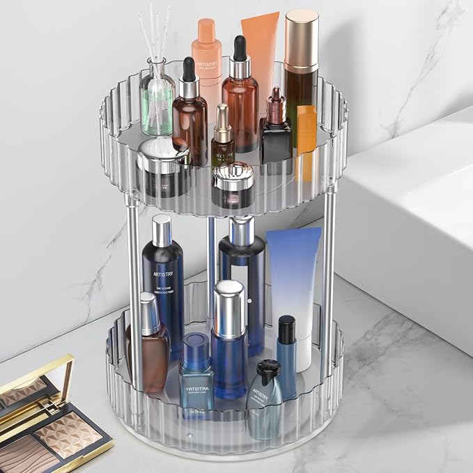 Makeup Organizer, 360° Rotating Makeup Organizer, 2-Tier Round Rotating by WNYT