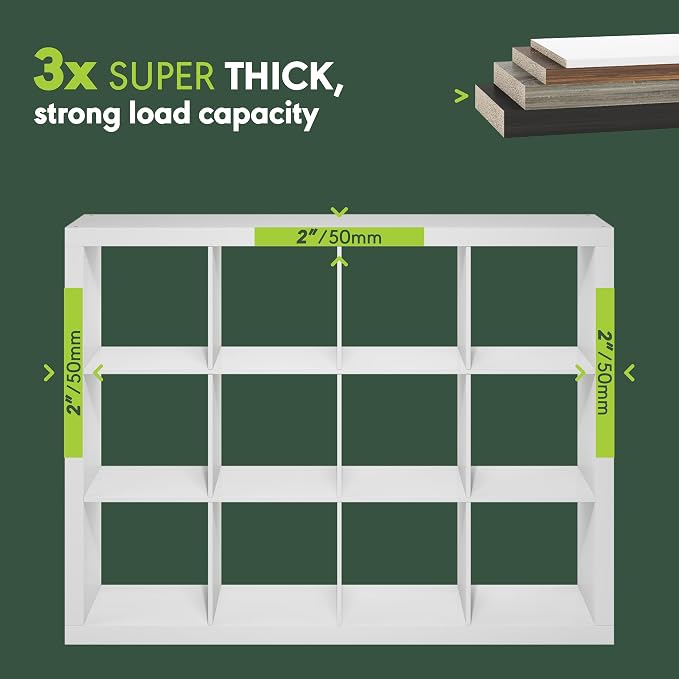 Furinno Cubicle Book Shelf, 12-Cube 2-Inch Super Thick Frame Bookshelf - Image 5