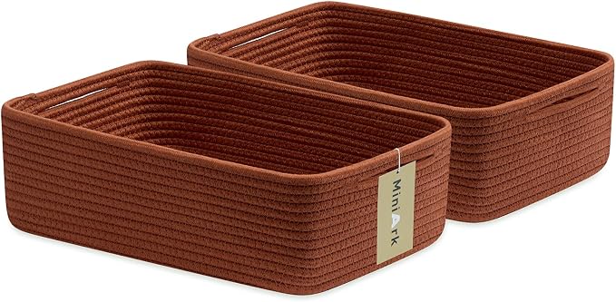 Large Shallow Organizing Baskets 15x11x5.1 Inches by MiniArkStorageBasketsHome