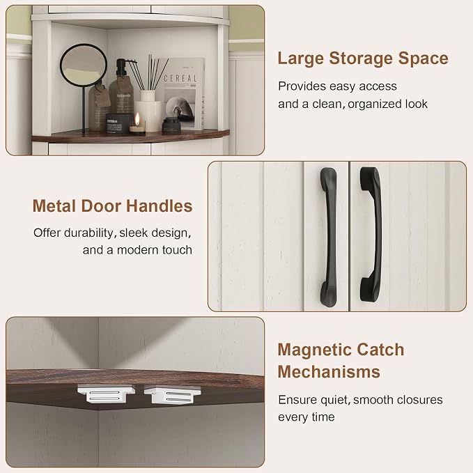 Tall Corner Cabinet, 64.7" Corner Storage Cabinet - Image 7