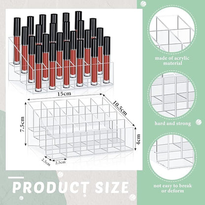 Macarrie 4 Pieces Lipstick Holder Organizer 24 Slot Acrylic Lipstick Makeup - Image 2