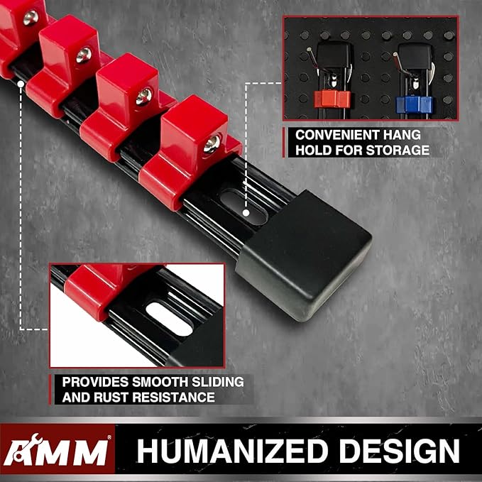AMM 18-Piece Socket Organizer, 1/2 inch, 3/8 inch and 1/4 inch Drive ABS - Image 4