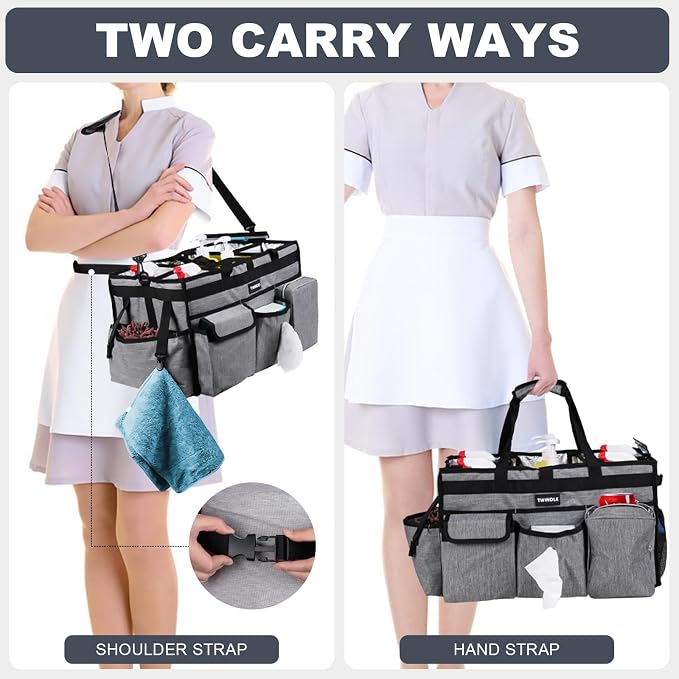 Large Cleaning Caddy Bag with Rigid Support Board, Cleaning Organizer Tote with - Image 5