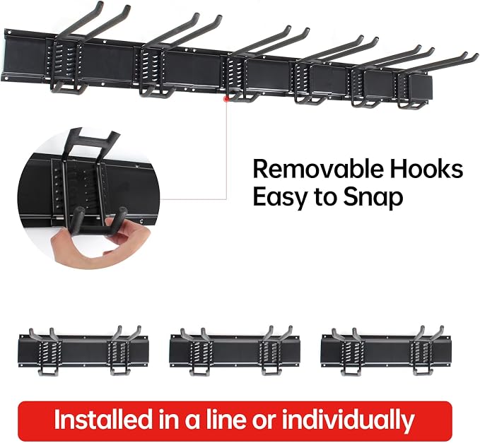 Garage Storage Rack Hooks, 48 Inch Heavy Duty Wall Mount Garage Organization - Image 3