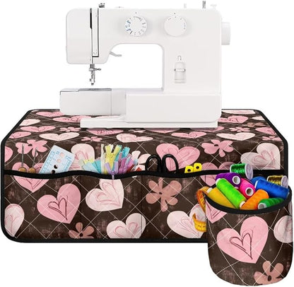 Pink Heart Floral Sewing Machine Mat by Unknown