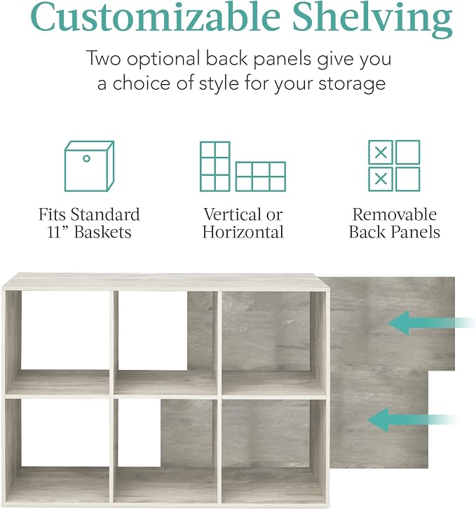 Best Choice Products 6-Cube Storage Organizer, 11in Shelf Opening, Display Shelf - Image 3