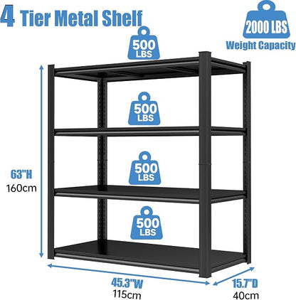Garage Storage Shelves, 5 Tier Shelving Unit, 40 inch Wide, 18” Deep, 78” Tall - Image 3