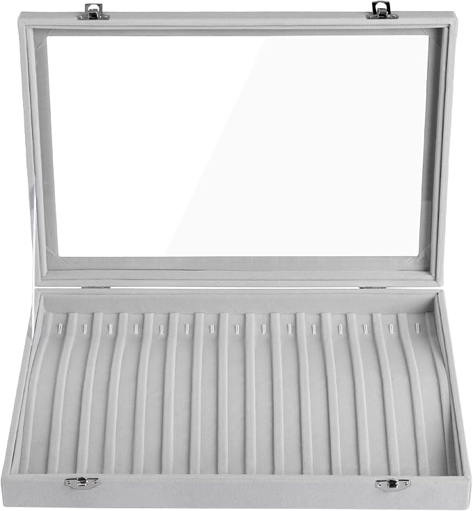 Frebeauty 15 Hooks Necklace Tray Velvet Neckalce Organizer - Image 4