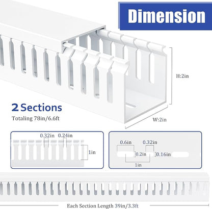 ZhiYo 2x2in Professional Server Rack Cable Management Raceway, 6.6ft Cable - Image 2