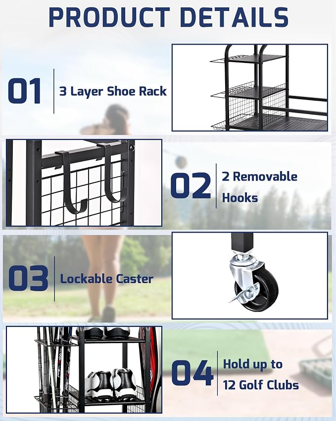 Golf Storage Rack, Garage Golf Organizer - Image 3