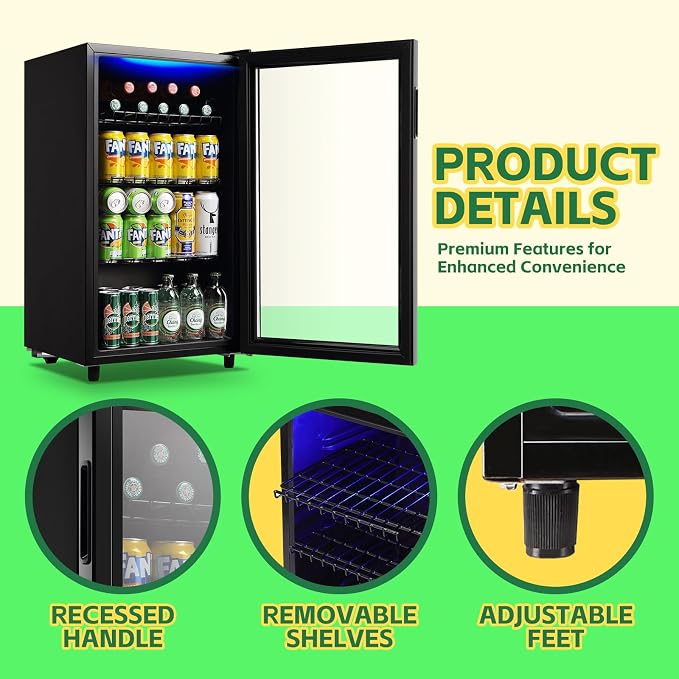 WANAI Beverage Refrigerator Cooler 3.5 Cu.Ft, 120 Can Mini Small Fridge - Image 6