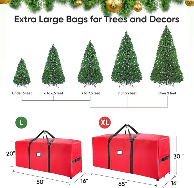 BALEINE 7.5 ft Rolling Christmas Tree Storage Bag, 2 Swivel Wheels - Image 5