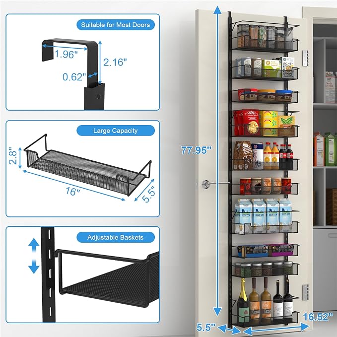 Over the Door Pantry Organizer, 10-Tier Over the Door Organizer - Image 2