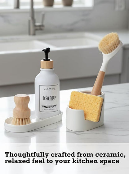 2-in-1 Ceramic Sponge Holder, Dish Sponge and Brush Holder - Image 8