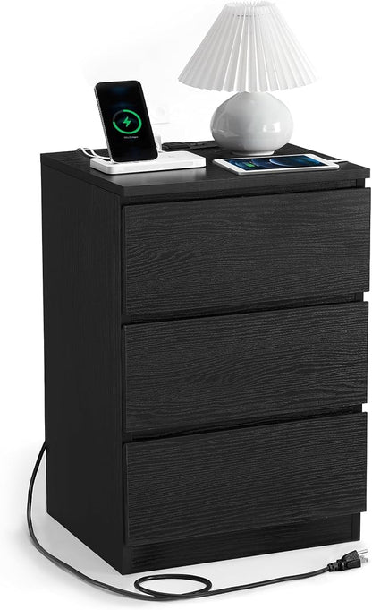 VASAGLE Nightstand with Charging Station, 2 AC Outlets and 2 USB Ports by Unknown