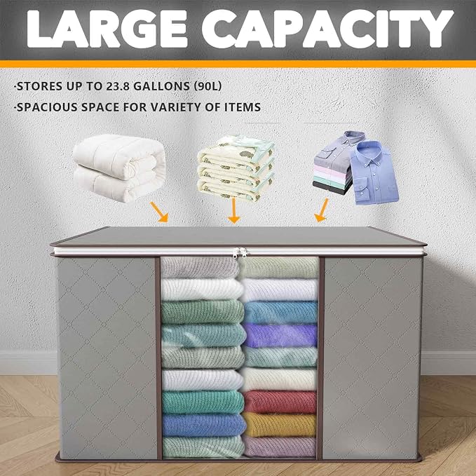 SpaceAid 6 Pack 90L Clothing Storage Bags, Heavy Duty Closet Storage Bins - Image 3
