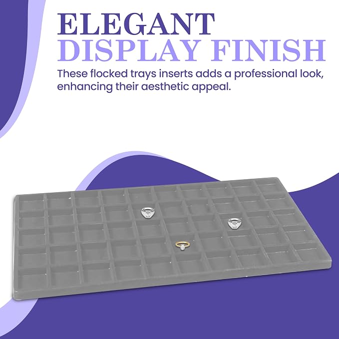 Novel Box 5 Pack 50-Slot Gray Liner Jewelry Storage Tray Inserts 14.75x8.25x1 - Image 5