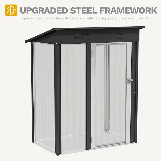 DWVO 5x3ft Outdoor Storage Shed, Weatherproof Tool Shed w/Locking Entry & - Image 5