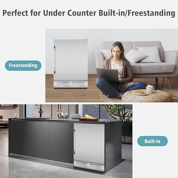 24 Inch Outdoor Beverage Refrigerator Cooler, Stainless Steel Wide Refrigerator - Image 3