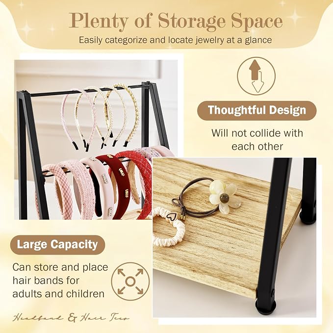 Headband Holder Organizer Metal 2-Tier Display Stand - Image 4