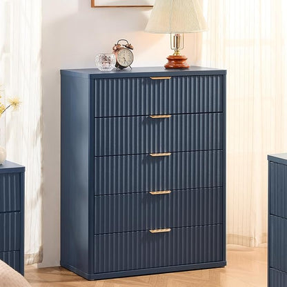 Fluted 5 Drawers Dresser for Bedroom, Living Room - Image 4