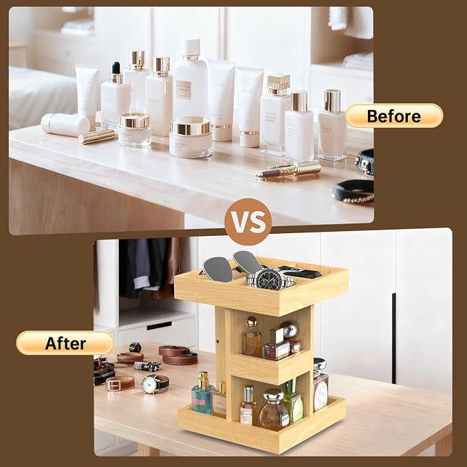 Cologne Organizer for Men Rotating Bathroom Counter Organizer, 3-Tier Solid - Image 5