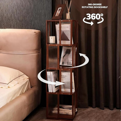 BAMEOS Rotating Bookshelf Tower 4 Tier, 360 Spinning Bookcase - Image 4