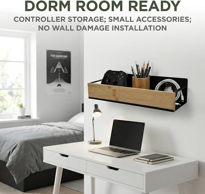 Wall Mount Organizer, Adhesive Metal Shelf - Image 4