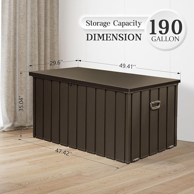 Domi 190 Gallon Metal Deck Box Waterproof, Outdoor Storage Box - Image 3