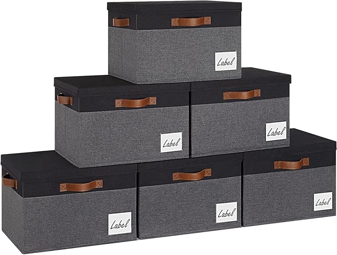 GhvyenntteS Storage Bins with Lids 6 Pack, Large Storage Baskets with Lid and 3 by GhvyenntteS