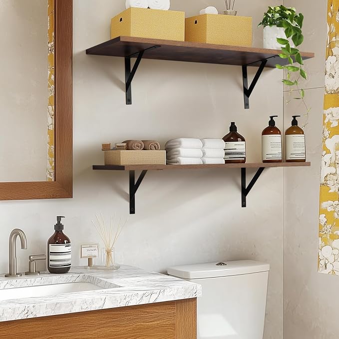 Tectocker-DOU 2 Pc Deep Floating Shelves ; Wall Mounted Hanging Shelves - Image 7