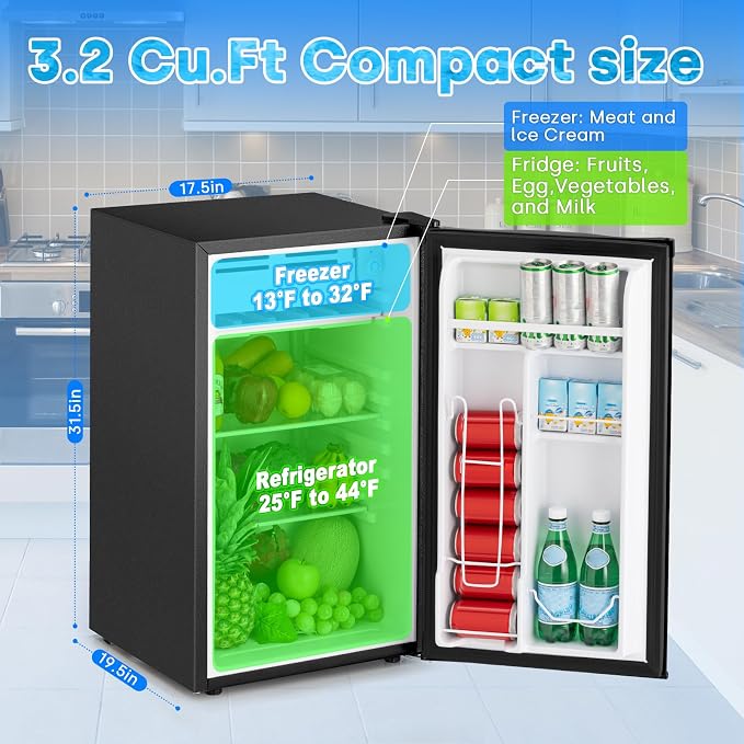 Compact Refrigerator 3.2 Cu.Ft Mini Fridge - Image 2